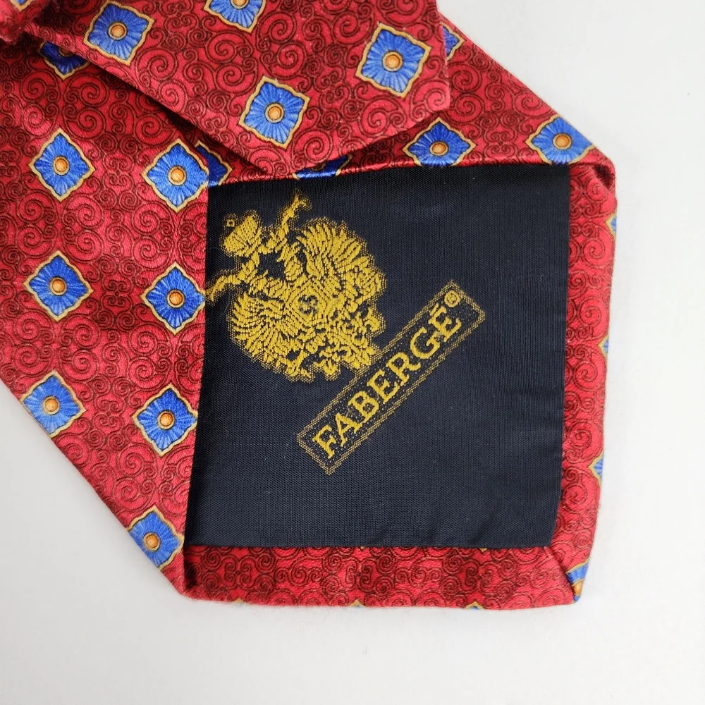 FABERGE Red & Blue Silk Tie.